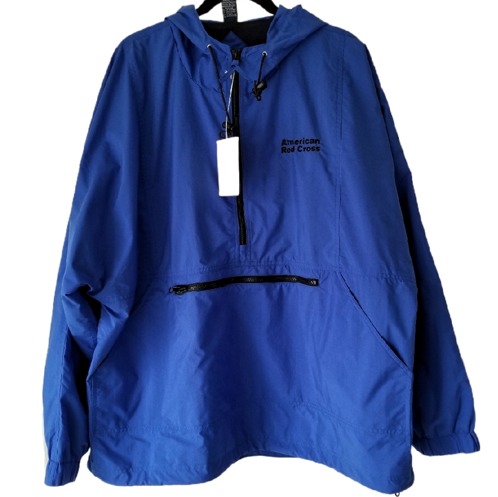 NWT Vintage Unisex American Red Cross Windbreaker Water Resistant Hooded XL